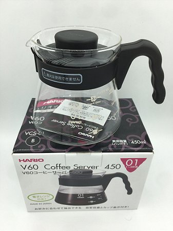 Jarra de vidro para servir Café Hario V60 Preto 450ml