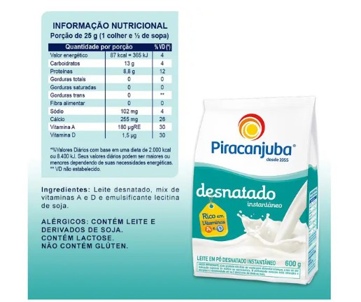 Calorias Em Piracanjuba Leite Desnatado – Radiowelle Nrw
