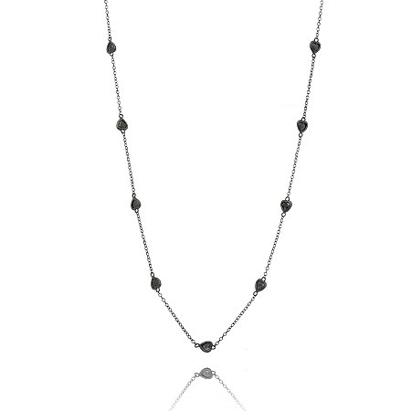 Colar tiffany corações negro 80cm Ref. 80228