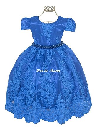 Vestido Azul Festa Infantil Daminha Luxo Tema Cinderela E Tiara em Promoção  na Americanas