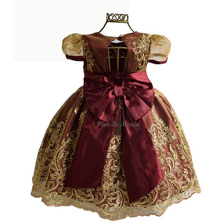 Vestido Infantil Festa Marsala Princesa Anivers rio Daminha