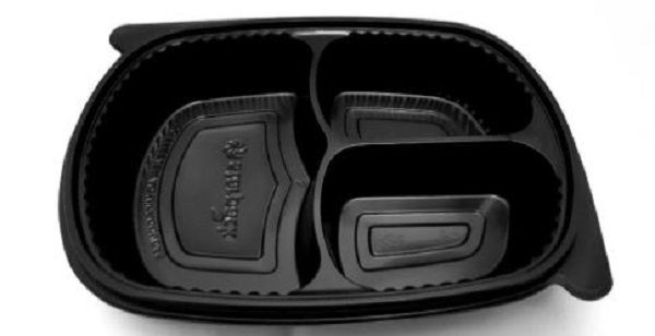 Marmitex de plástico Preta 3 Divisórias PP 33 890ml 150 Unidades