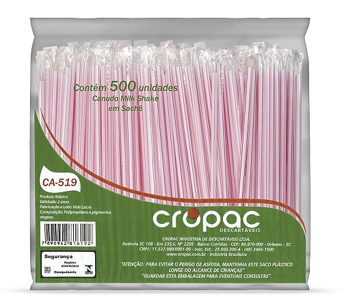 CANUDO TRADICIONAL SUCO/REFRIGERANTE CROPAC 500 UNIDADES