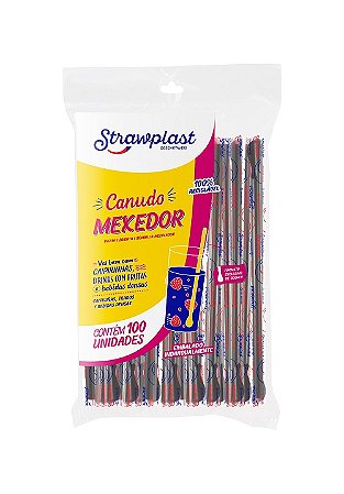 CANUDO MEXEDOR DRINK PRETO STRAWPLAST CX 2000 UNIDADES