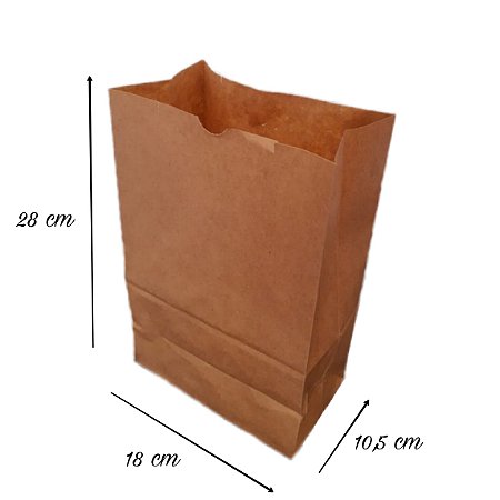 Saco de Papel Kraft 18x10,5x28 Gr 80 100 Unidades