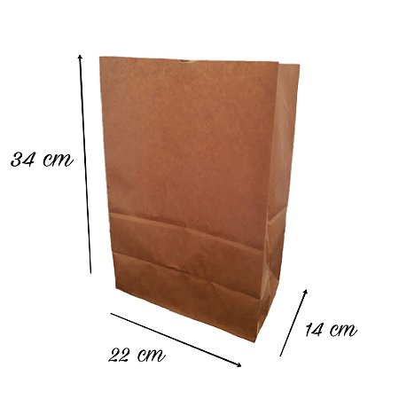 Saco de Papel Kraft 22x14x34 Lisa Delivery  Gr 80 100 Unidades