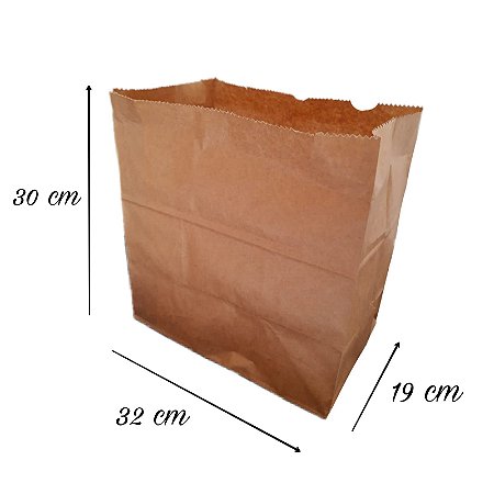Saco de Papel Kraft 32x19x30 Lisa Food Service Gr 80 100 Unidades