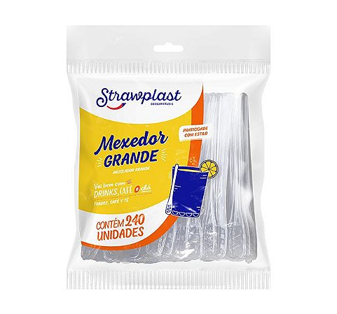 Mexedor de Café Grande Strawplast 12x240 Unidades