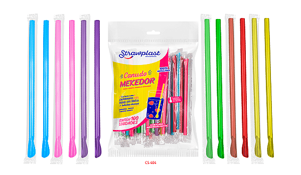 CANUDO MEXEDOR DRINK MISTO STRAWPLAST 100 UNIDADES