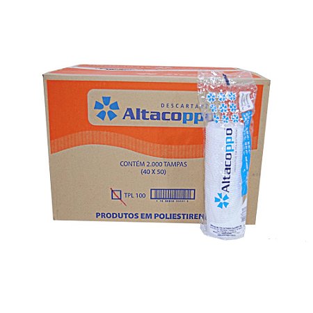 Tampa Sem Furo Descartável PS Potes 100/150ml/ Copos 180/200ml Altacoppo 200 Unidades