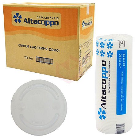 Tampa Com Furo Descartável PS Copos 770ml Altacoppo 240 Unidades