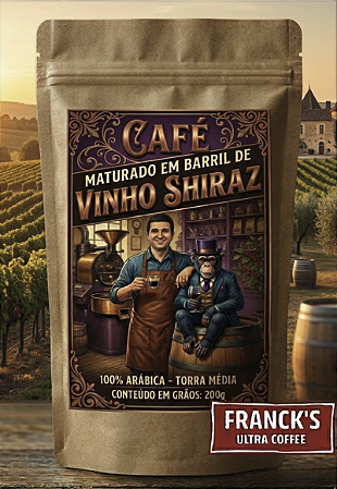 Café maturado em barril de vinho shiraz chileno