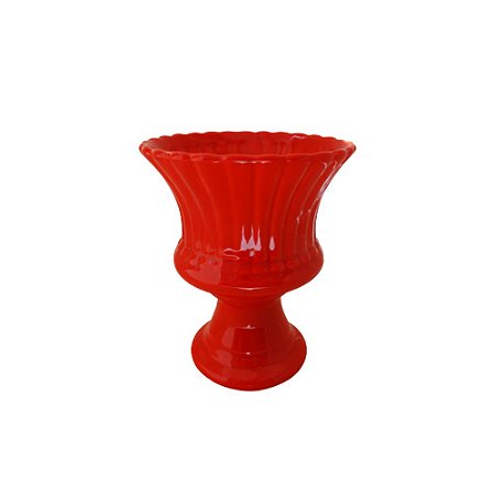 Vaso Espanha Pequeno Porcelana Vermelho Decorativo Flores