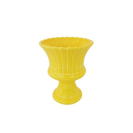 Vaso Espanha Pequeno Porcelana Amarelo Decorativo Flores