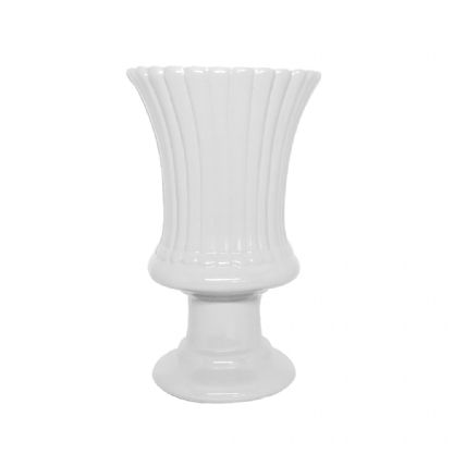 Vaso Espanha Grande Porcelana Branco Decorativo Flor Natural