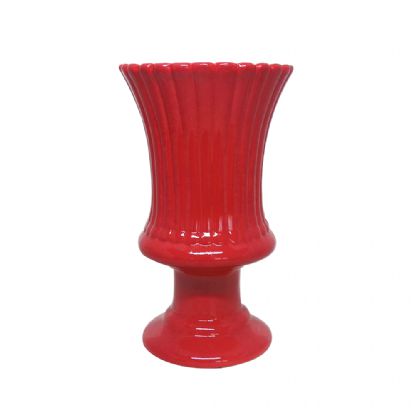 Vaso Espanha Grande Porcelana Vermelho Decorativo Flores