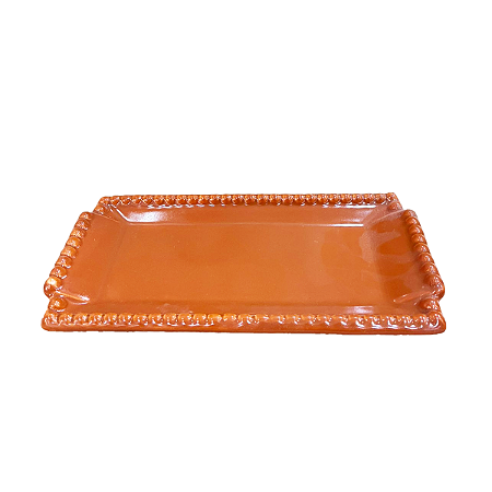 BANDEJA RETANGULAR BOLINHA PORCELANA TERRACOTA