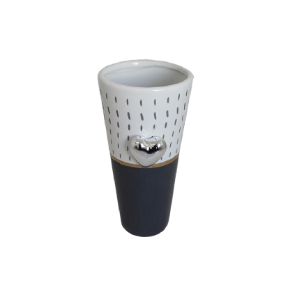 VASO CORACAO PONTILHADO PRATA