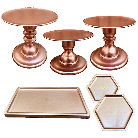 Kit Festa Mosaico Rose Gold Pratos Decorativos Só Boleiras