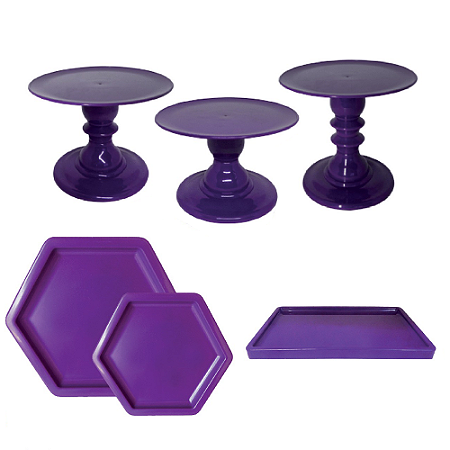 Kit Festa Mosaico Roxo Peças Decorativas Mesa Só Boleiras