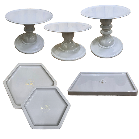 Kit Festa Mosaico Cinza Peças Decorativas Mesa Só Boleiras