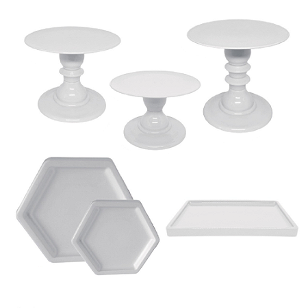 Kit Festa Mosaico Branco Peças Decorativas Mesa Só Boleiras