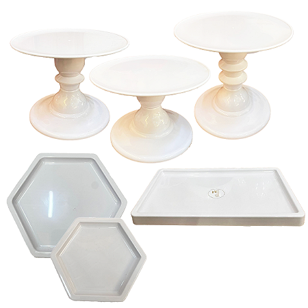 Kit Festa Mosaico Branco Peças Decorativas Mesa Só Boleiras