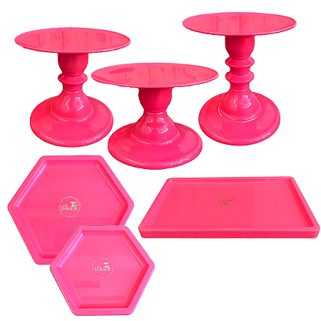 Kit Festa Mosaico Pink Neon Peças Decorativas Só Boleiras