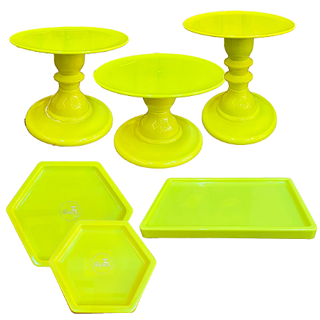 Kit Festa Mosaico Amarelo Neon Peças Decorativas Só Boleiras