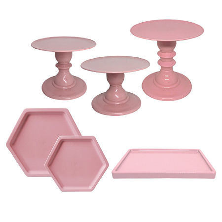 Kit Festa Mosaico Rose Peças Decorativas Mesa Só Boleiras