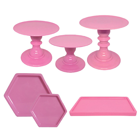 Kit Festa Mosaico Rosa Peças Decorativas Mesa Só Boleiras