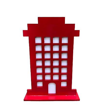 DISPLAY MDF PREDIO RETANGULAR VERMELHO