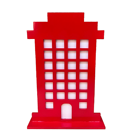 DISPLAY MDF PREDIO RETANGULAR VERMELHO