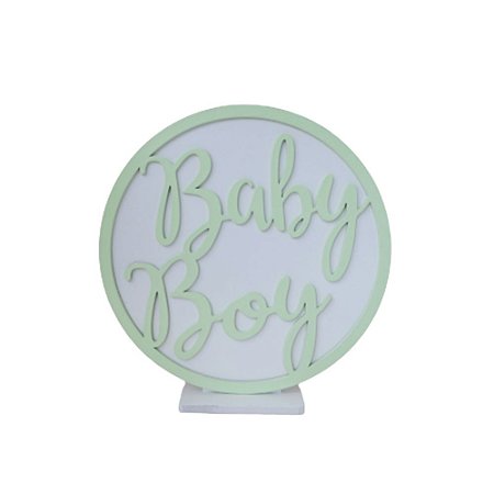 Display Baby Boy Decorar Chá Revelação MDF Branco Verde Candy