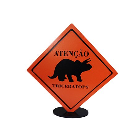 DISPLAY MDF PLACA DINOSSAURO TRICERATOPS LARANJA