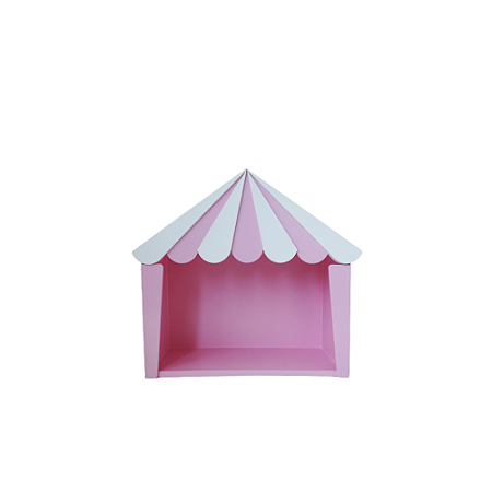 Mini Tenda Circo Rosa Bebê Branco Festa Decoração MDF