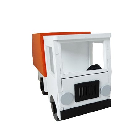 CARRINHO MDF CAMINHÃO DE LIXO BRANCO/LARANJA