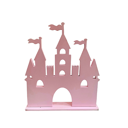 Display Castelo Decoração Princesas Festas MDF Rosa Bebê