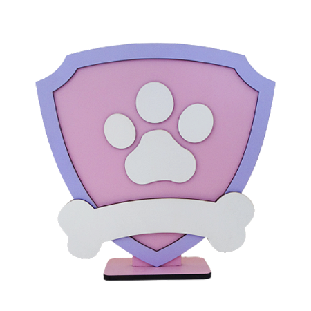 Display Escudo Cães Heróis Rosa Decorativo