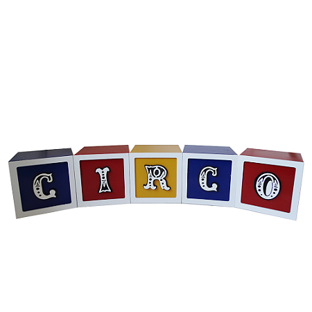 Jogos de Cubos MDF Circo 10x10 Colorido Decorativo Letras