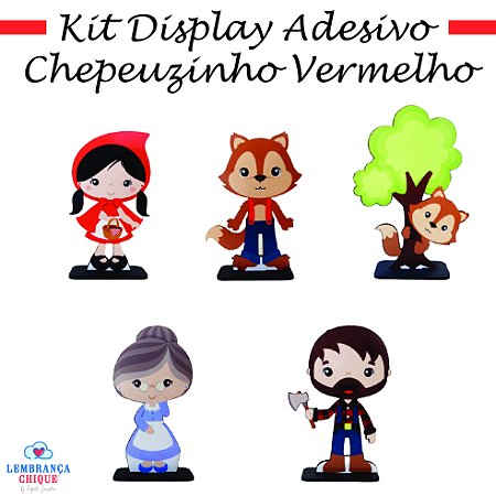 Kit Display Adesivo Decorativo Chapéuzinho Vemelho Placa Mdf