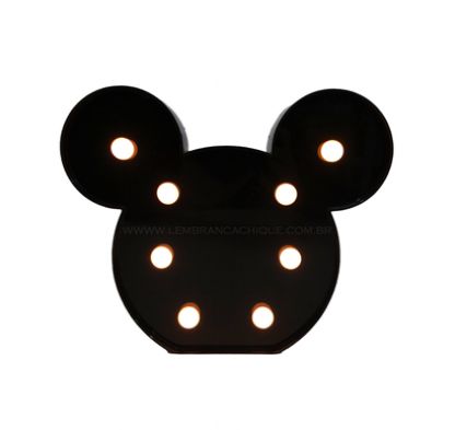 Cabeça Led Mouse Preto Decorativo Enfeite