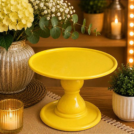 Prato Mosaico Pé Simples Só Boleiras 14,5X22 Amarelo Gema