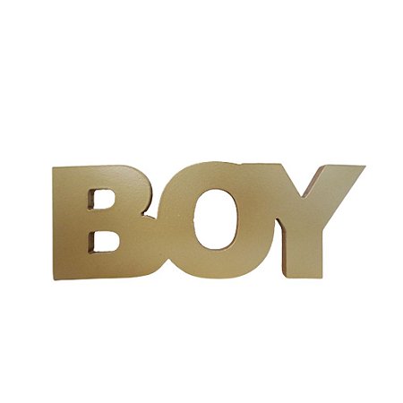 Display Mdf Placa Decorativa Palavra Boy Dourado Modelo 2