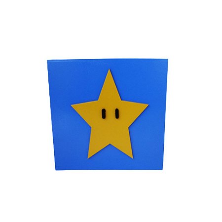 Cubo MDF 15X15 Estrela Amarelo Cubo Azul Jogos Games