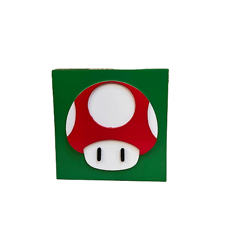Cubo MDF 15x15 Cogumelo Vermelho Cubo Verde Decorativo Games
