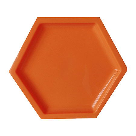 Bandeja Mosaico Sextavada Grande Neon Laranja Decorativa