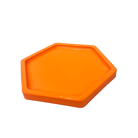 Bandeja Mosaico Sextavada Grande Neon Laranja Decorativa