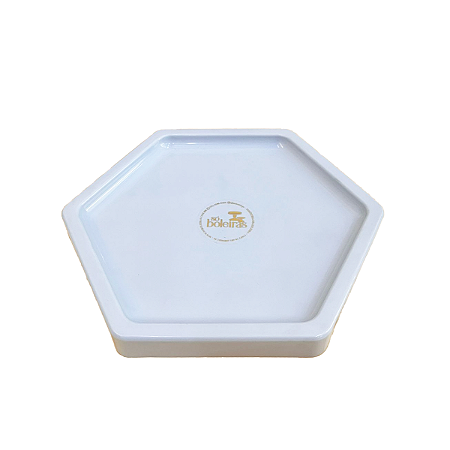 Bandeja Mosaico Sextavada Grande Azul Claro Candy Decorativa