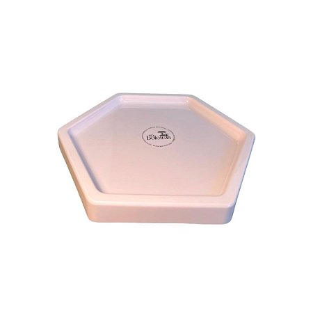 Bandeja Mosaico Sextavada Grande Rosa Claro Candy Decorativa
